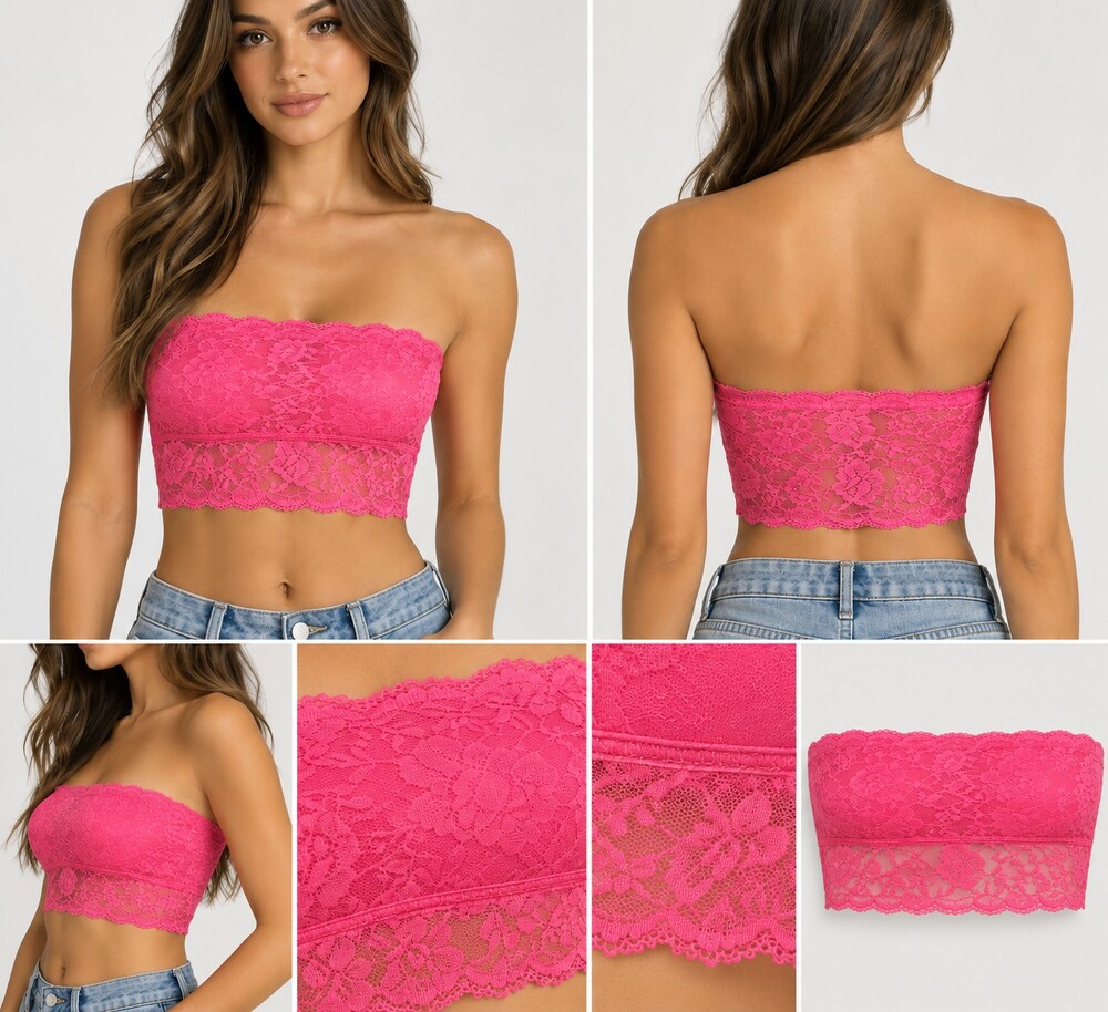 La Senza Lace Bandeau Bra Pink Medium